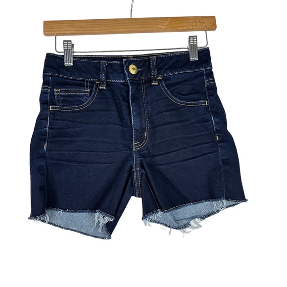 American Eagle Hi-Rise Shortie Stretch‎ Ultra Dark Denim Shorts Size 2 - Picture 1 of 7